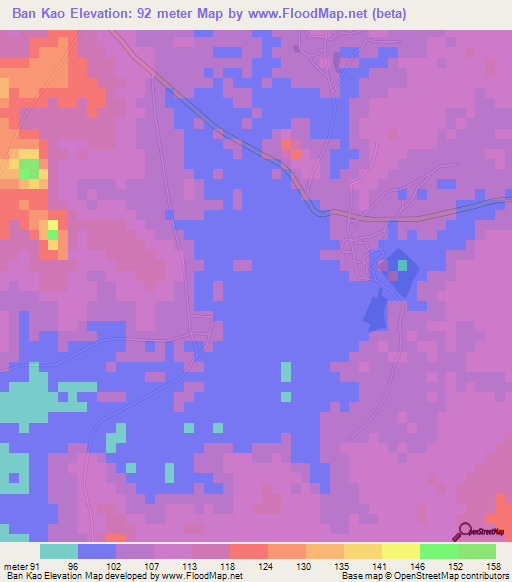 Ban Kao,Thailand Elevation Map