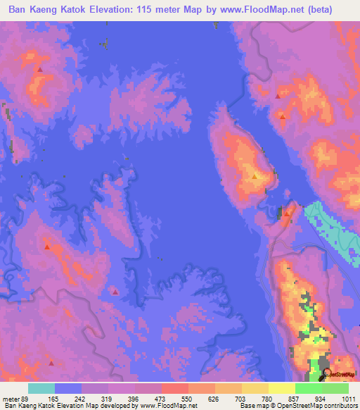 Ban Kaeng Katok,Thailand Elevation Map