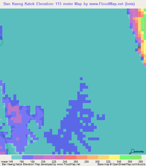 Ban Kaeng Katok,Thailand Elevation Map