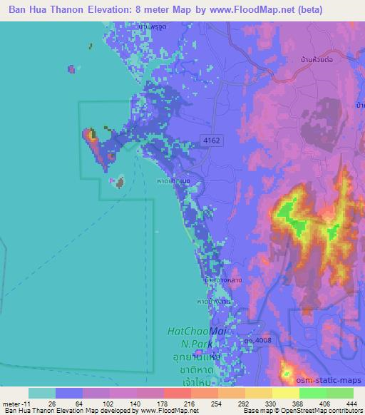 Ban Hua Thanon,Thailand Elevation Map