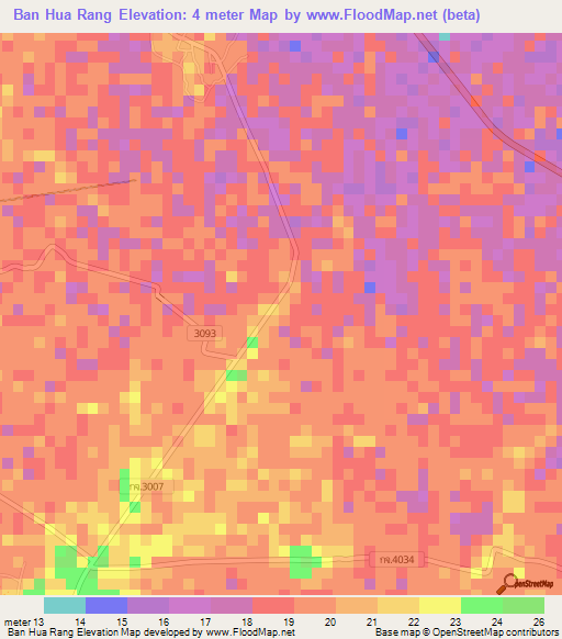 Ban Hua Rang,Thailand Elevation Map