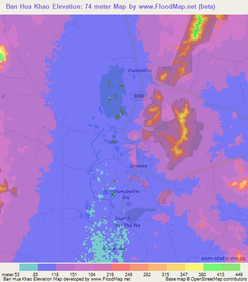 Ban Hua Khao,Thailand Elevation Map