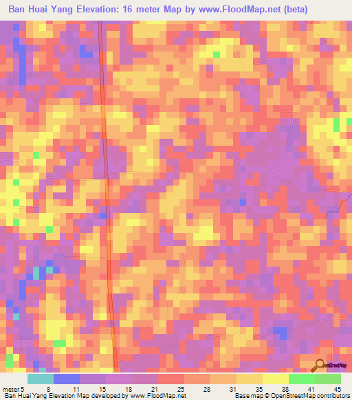 Ban Huai Yang,Thailand Elevation Map