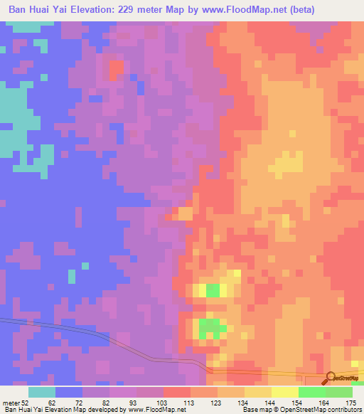 Ban Huai Yai,Thailand Elevation Map