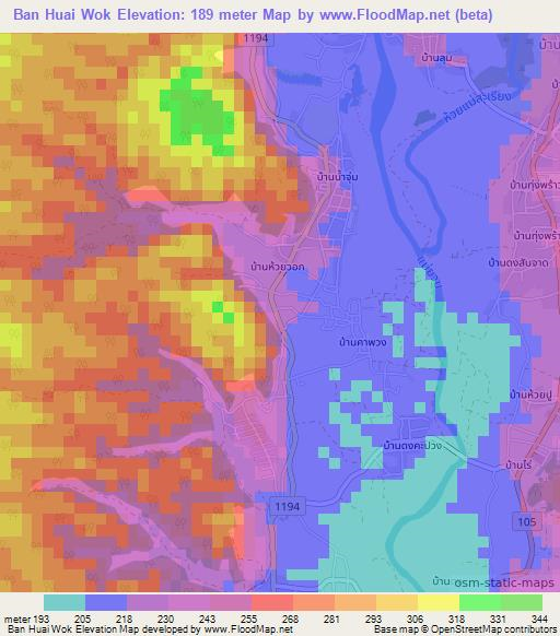 Ban Huai Wok,Thailand Elevation Map