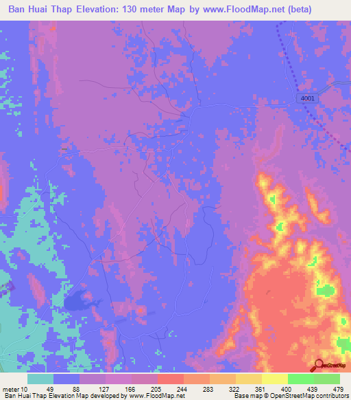 Ban Huai Thap,Thailand Elevation Map