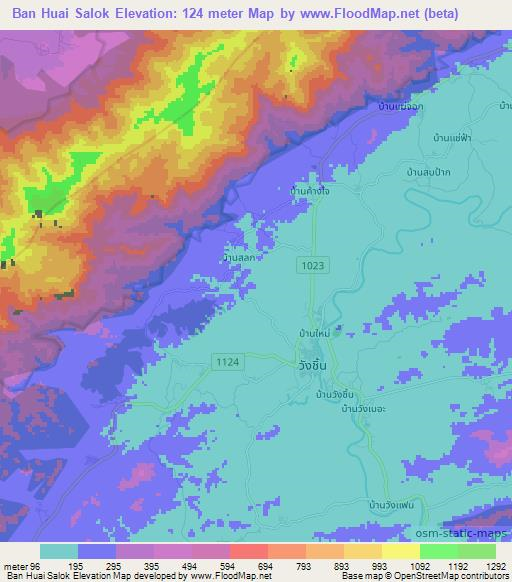 Ban Huai Salok,Thailand Elevation Map