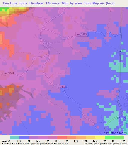 Ban Huai Salok,Thailand Elevation Map
