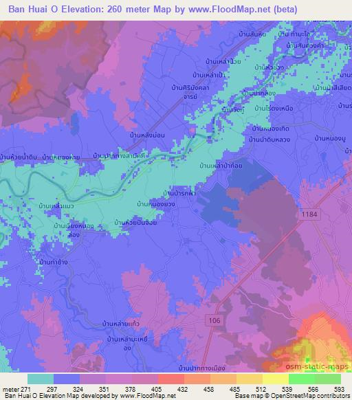 Ban Huai O,Thailand Elevation Map