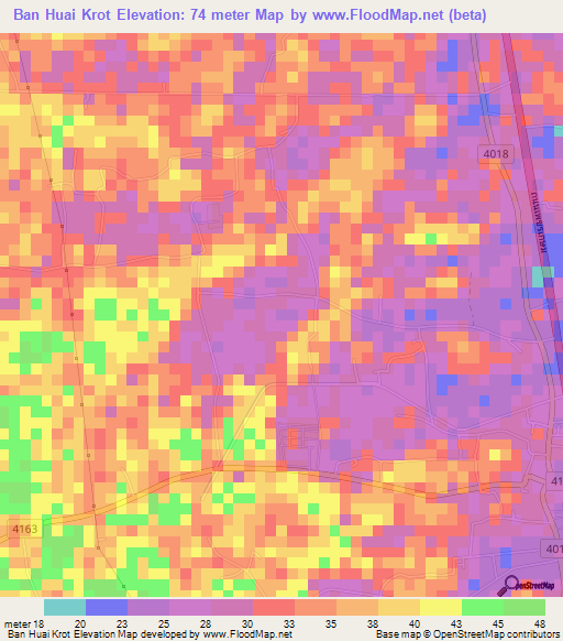 Ban Huai Krot,Thailand Elevation Map