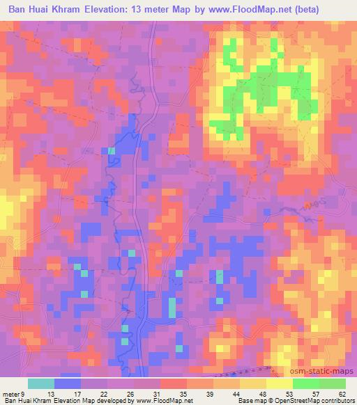 Ban Huai Khram,Thailand Elevation Map