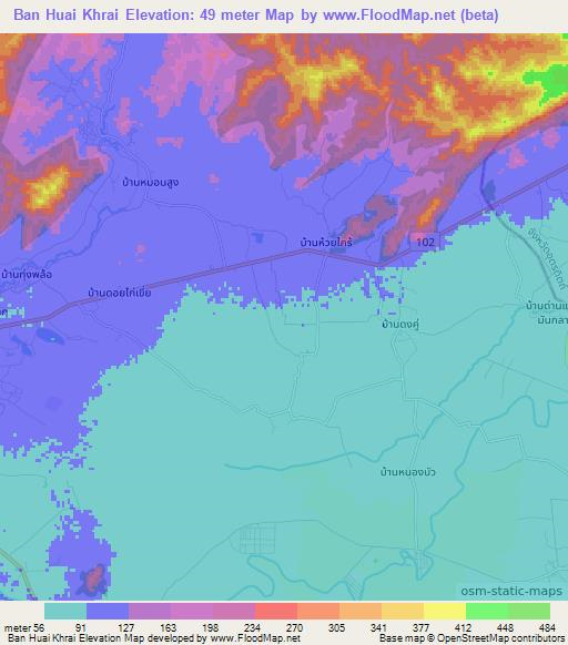 Ban Huai Khrai,Thailand Elevation Map
