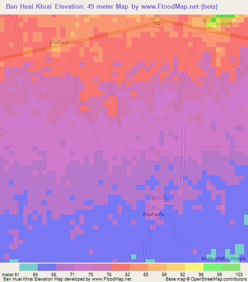Ban Huai Khrai,Thailand Elevation Map