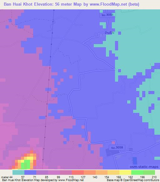Ban Huai Khot,Thailand Elevation Map