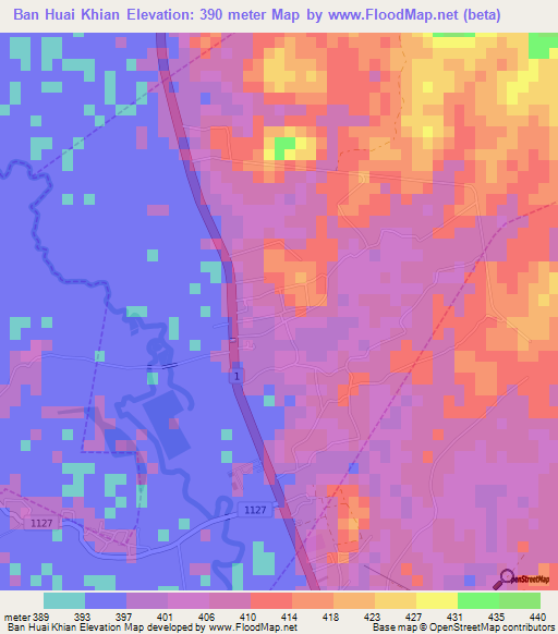 Ban Huai Khian,Thailand Elevation Map