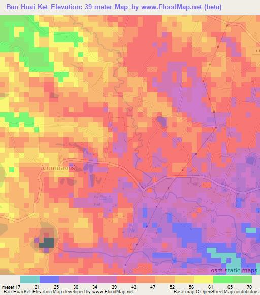 Ban Huai Ket,Thailand Elevation Map