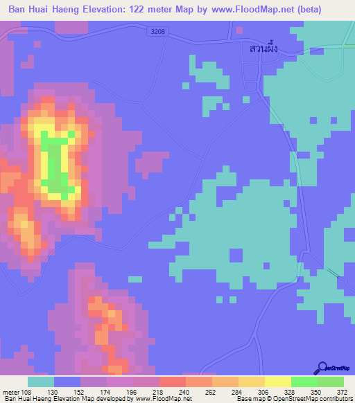 Ban Huai Haeng,Thailand Elevation Map