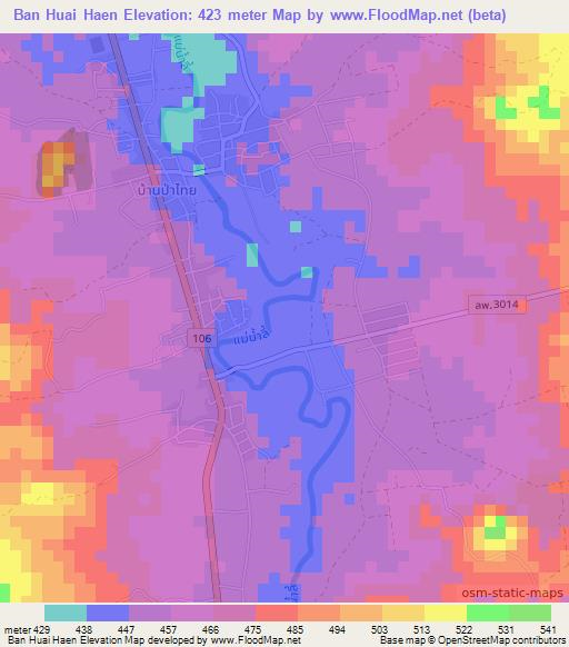 Ban Huai Haen,Thailand Elevation Map