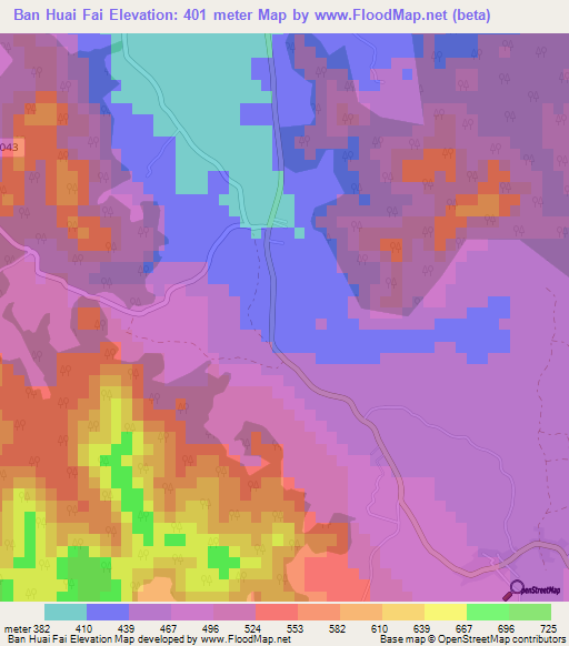 Ban Huai Fai,Thailand Elevation Map