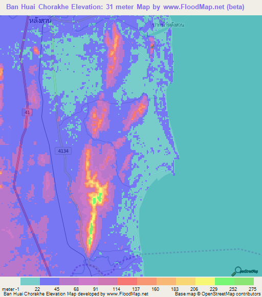 Ban Huai Chorakhe,Thailand Elevation Map