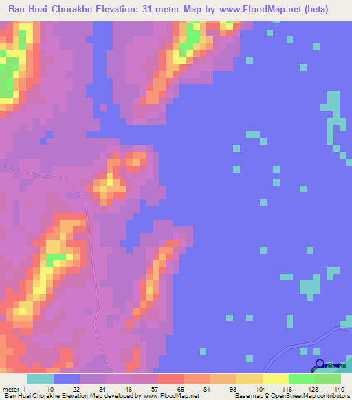 Ban Huai Chorakhe,Thailand Elevation Map