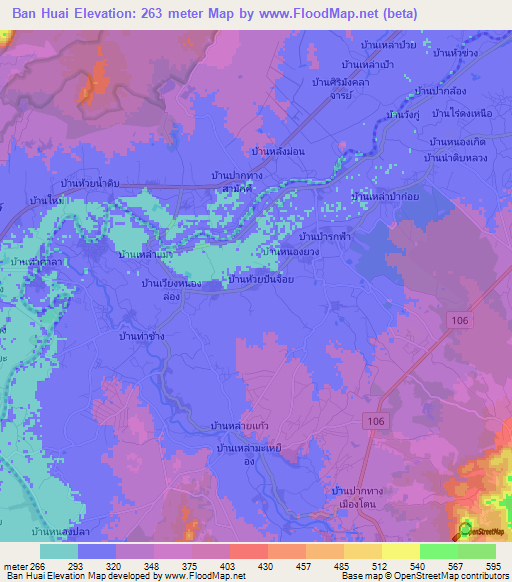 Ban Huai,Thailand Elevation Map