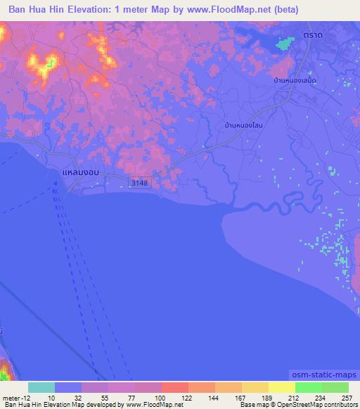 Ban Hua Hin,Thailand Elevation Map