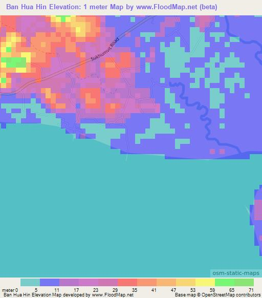 Ban Hua Hin,Thailand Elevation Map