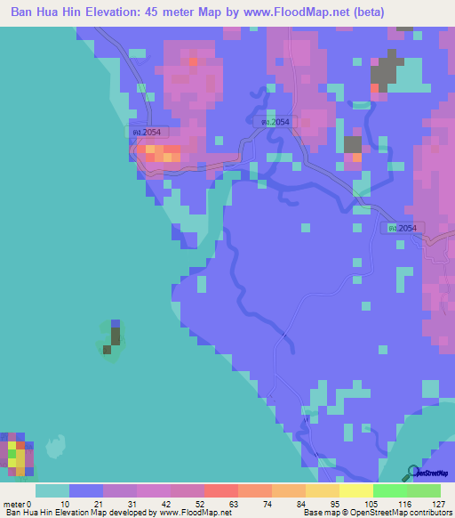 Ban Hua Hin,Thailand Elevation Map