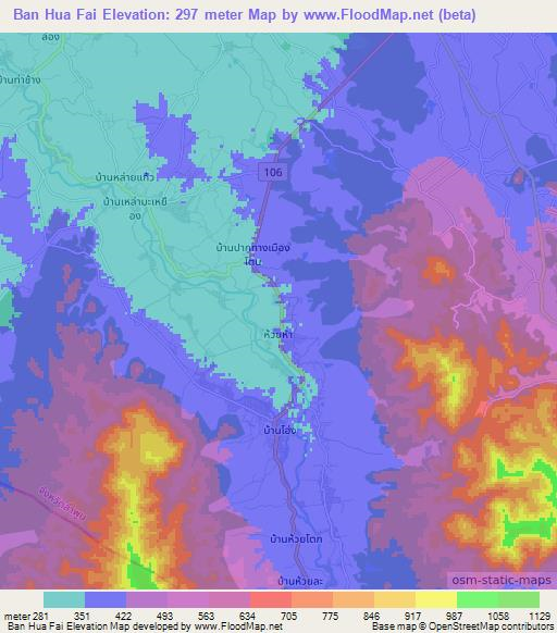 Ban Hua Fai,Thailand Elevation Map