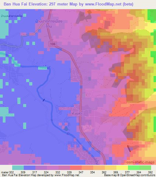 Ban Hua Fai,Thailand Elevation Map