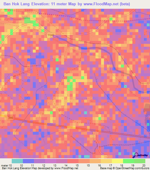 Ban Hok Lang,Thailand Elevation Map