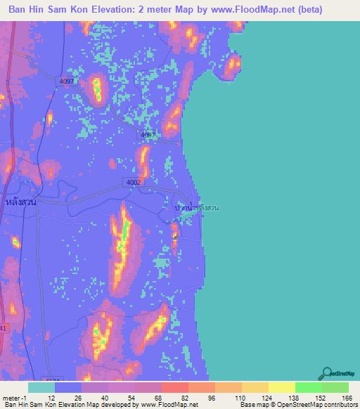 Ban Hin Sam Kon,Thailand Elevation Map