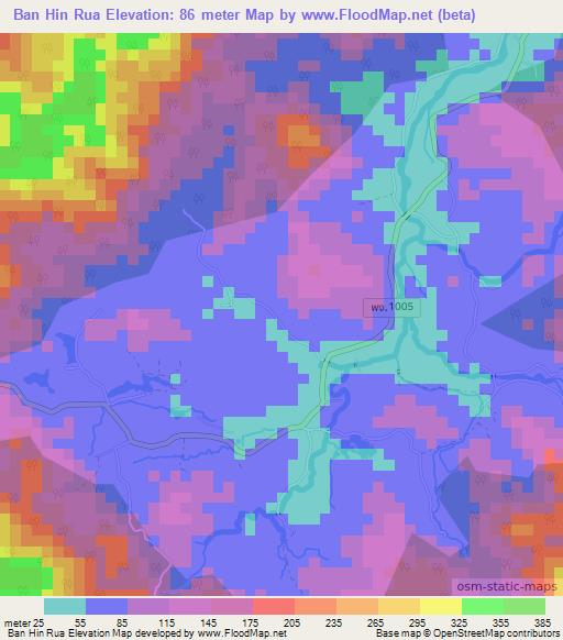 Ban Hin Rua,Thailand Elevation Map