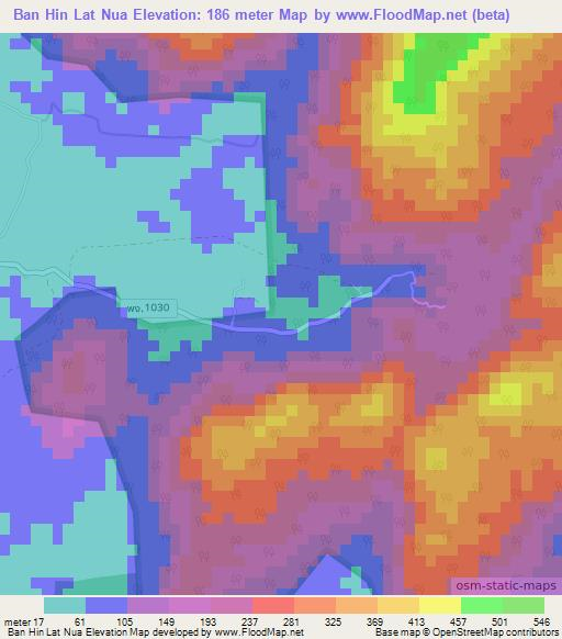 Ban Hin Lat Nua,Thailand Elevation Map