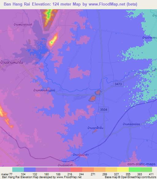 Ban Hang Rai,Thailand Elevation Map