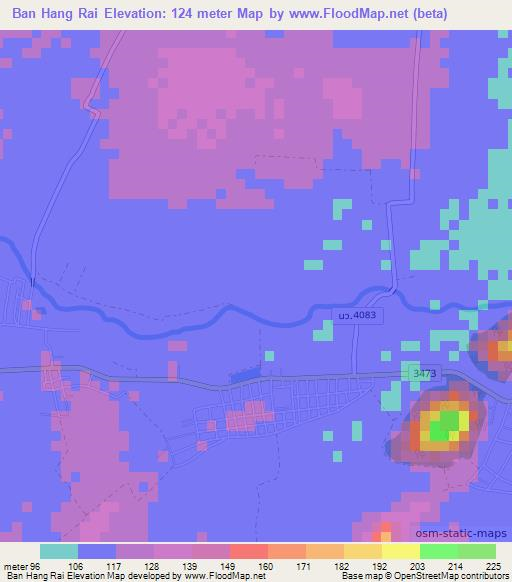 Ban Hang Rai,Thailand Elevation Map