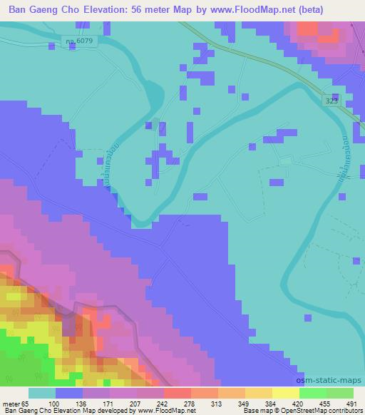 Ban Gaeng Cho,Thailand Elevation Map