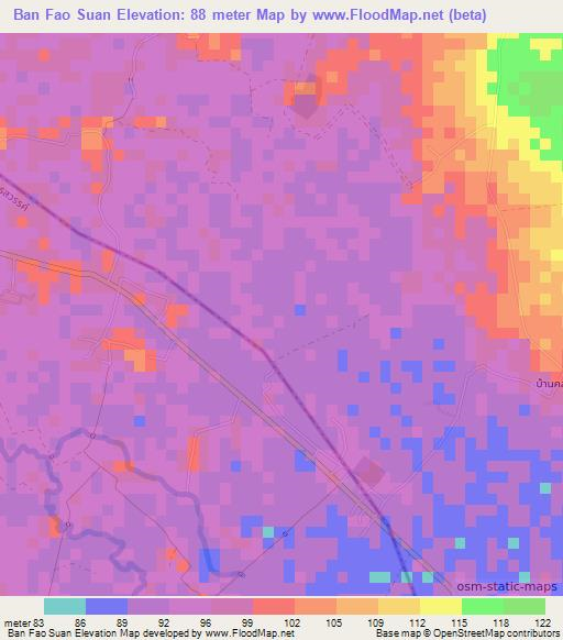 Ban Fao Suan,Thailand Elevation Map