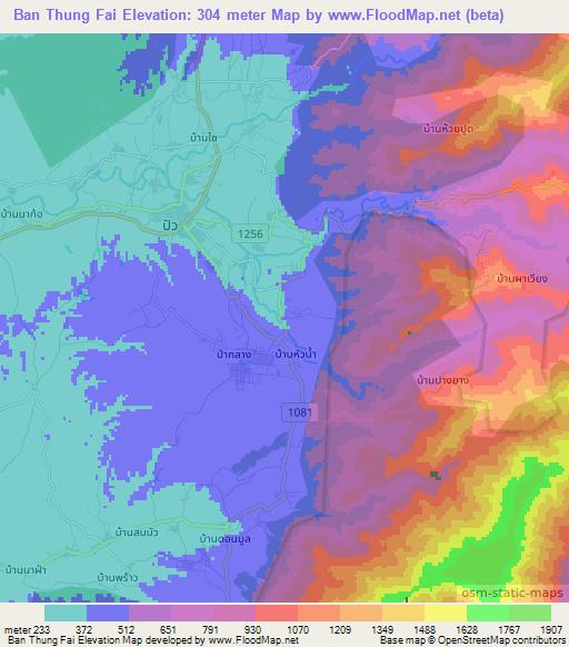 Ban Thung Fai,Thailand Elevation Map