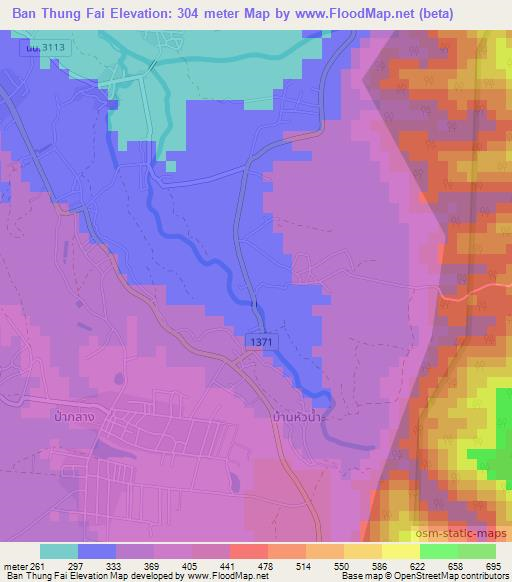 Ban Thung Fai,Thailand Elevation Map