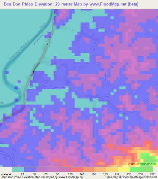 Ban Don Phlao,Thailand Elevation Map