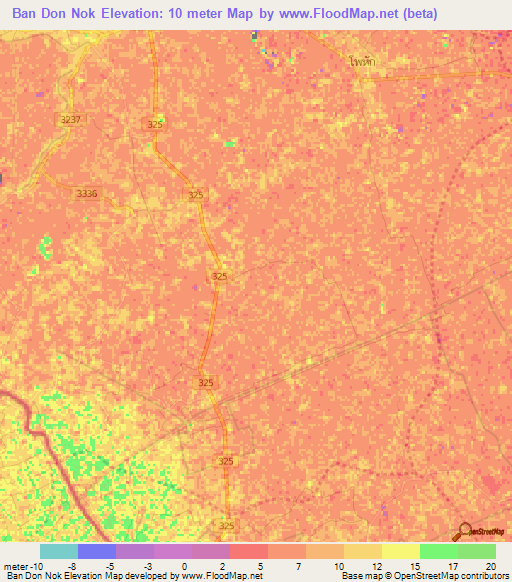 Ban Don Nok,Thailand Elevation Map