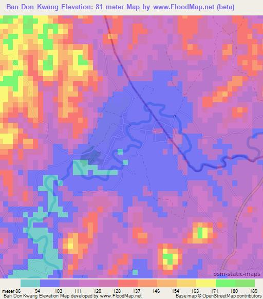 Ban Don Kwang,Thailand Elevation Map