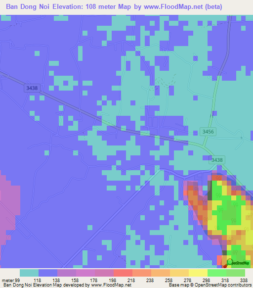 Ban Dong Noi,Thailand Elevation Map