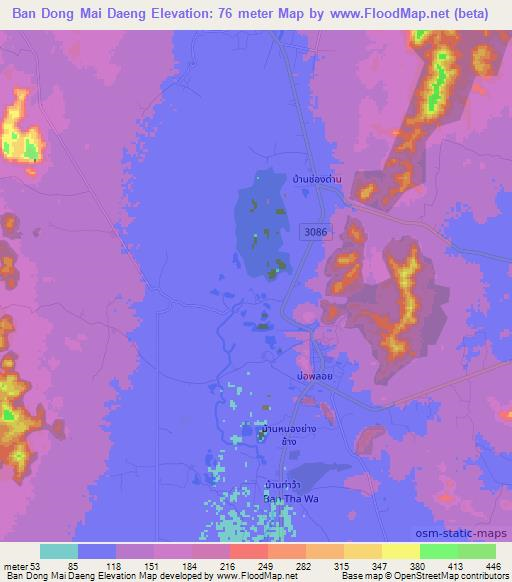 Ban Dong Mai Daeng,Thailand Elevation Map