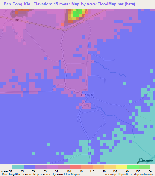 Ban Dong Khu,Thailand Elevation Map