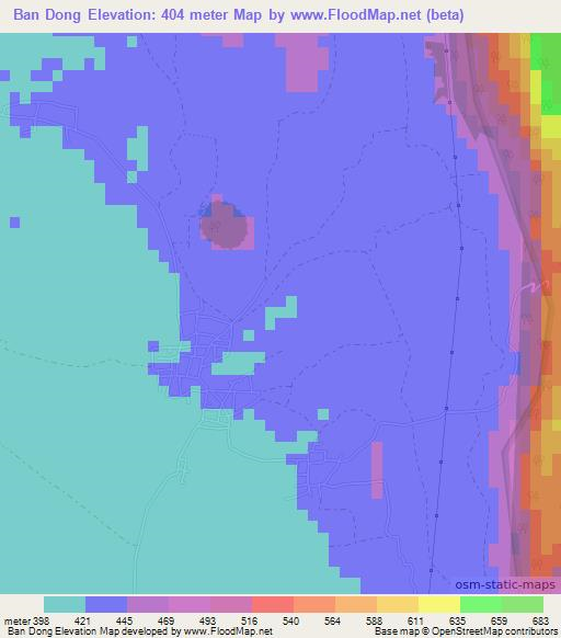 Ban Dong,Thailand Elevation Map