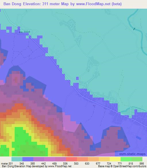 Ban Dong,Thailand Elevation Map