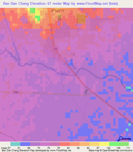 Ban Dan Chang,Thailand Elevation Map